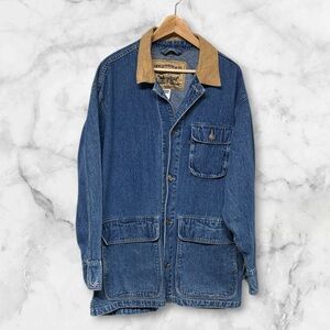 Vintage Levi's Blue Denim barn field Jacket with Tan Collar men’s size large